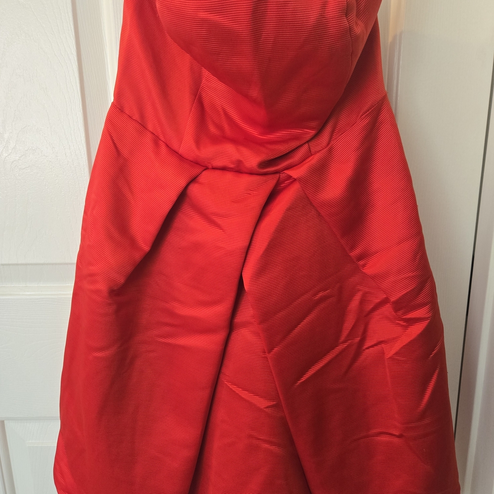 Express Red Strapless Fit and Flare Dress